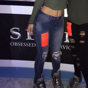 dark wash ripped jeans